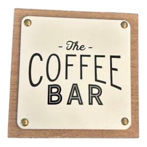 The Coffee Bar sign wooden square decor wall art